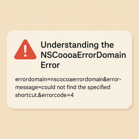 errordomain=nscocoaerrordomain&errormessage=could not find the specified shortcut.&errorcode=4