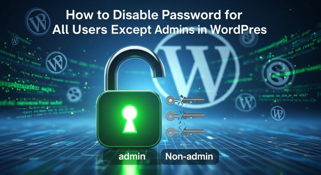 How to Disable Password for All Users Except Admins in WordPress? Simple Method 2 Disable Password