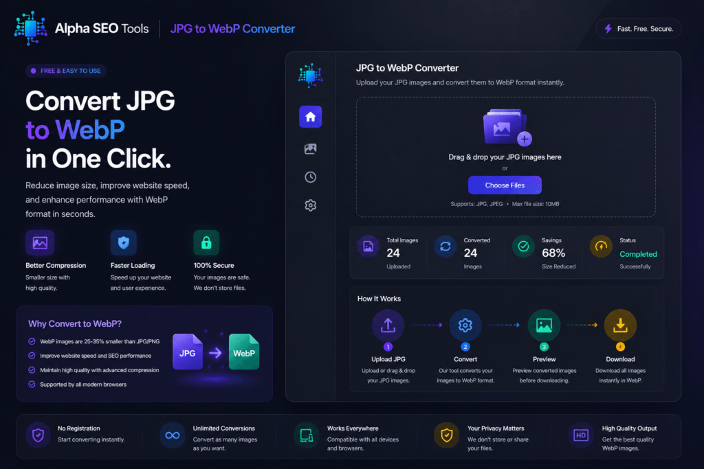 Free JPG to WebP Converter: Smaller Files, Faster Pages, Better Rankings 2 JPG to WebP converter