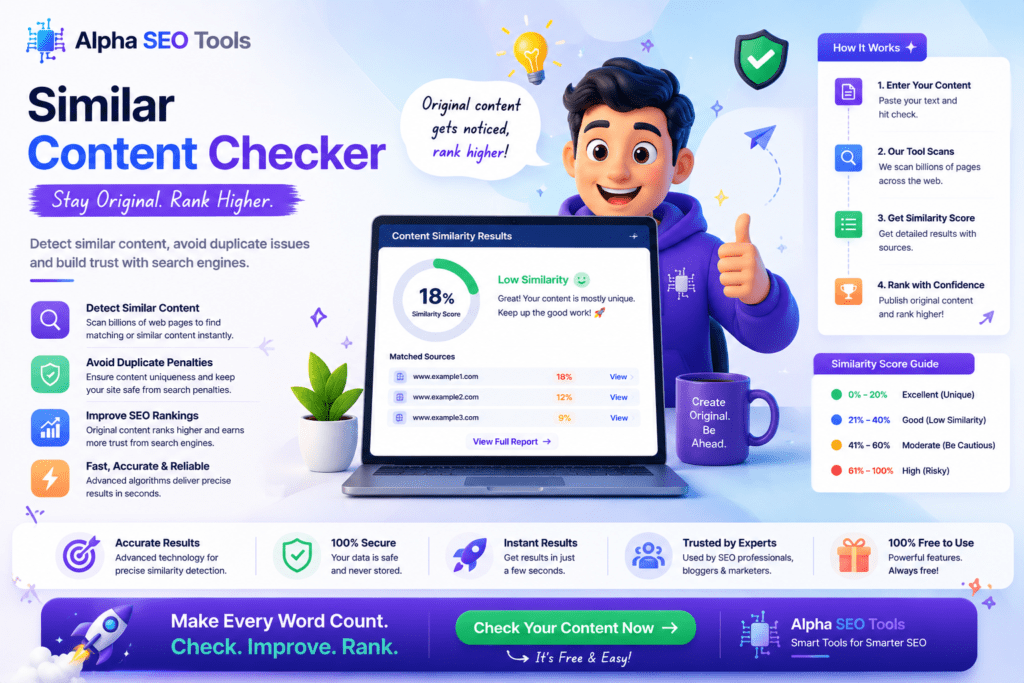 Free Similar Content Checker Tool | Alpha SEO Tools 3 similar content checker