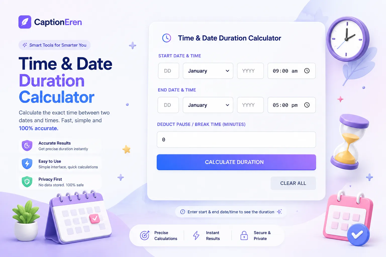 Time & Date Duration Calculator Tool