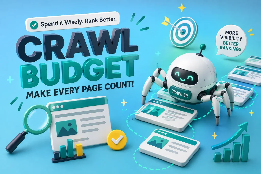 Crawl Budget Explained: The Complete Guide to Mastering Googlebot's Crawling Resources 2 crawler showing the crawl budget and saying that it should be spent wisely for better rankings