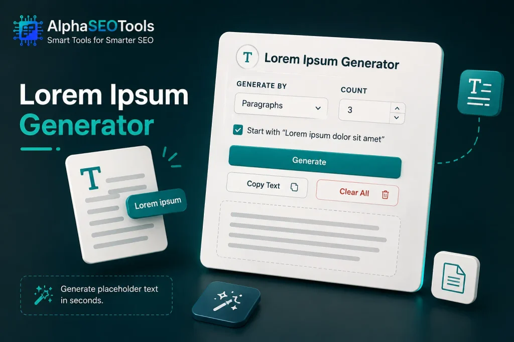 Lorem Ipsum Generator: A Practical Guide to Placeholder Text for Designers and Developers 2 Lorem Ipsum Generator tool by alphaseotools.com
