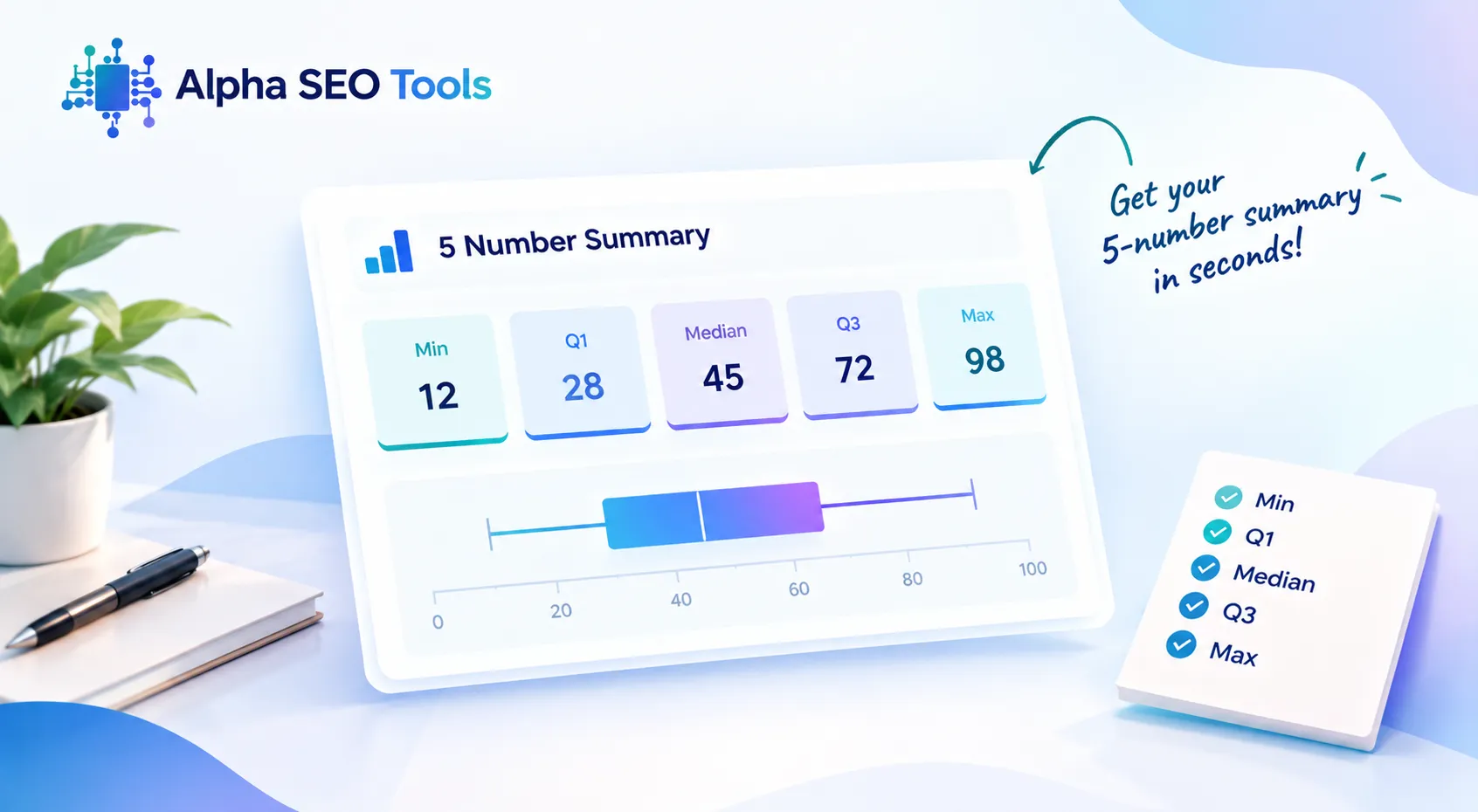 The Perfect 5 Number Summary Calculator | Alpha SEO Tools 2 5 Number Summary Calculator by alphaseotools.com