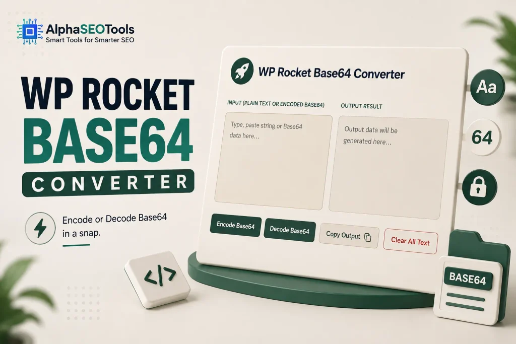 WP Rocket Base64 Converter: Guide to Cache-Safe Encoding Tool 2 WP Rocket Base64 Converter by alphaseotools.com
